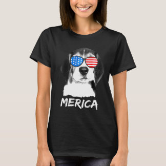 Camiseta Americano do Dia da Independência do Beagle Canino