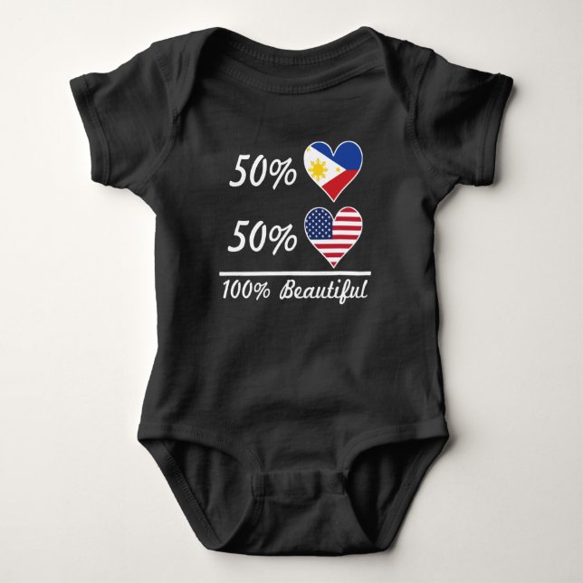 Camiseta Americano do filipino 50% de 50% 100% bonito (Frente)