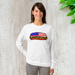Camiseta Americano Hot Dog Mulher Longa Capa