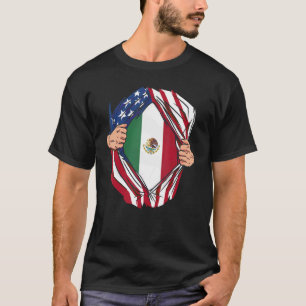 Camiseta Americano Levantado Com Bandeira Da Usa Mexicana