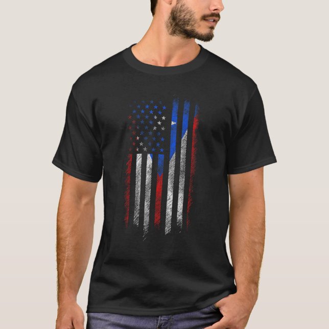 Camiseta Americano Levantado com Porto Rico Roots Puerto Ri (Frente)