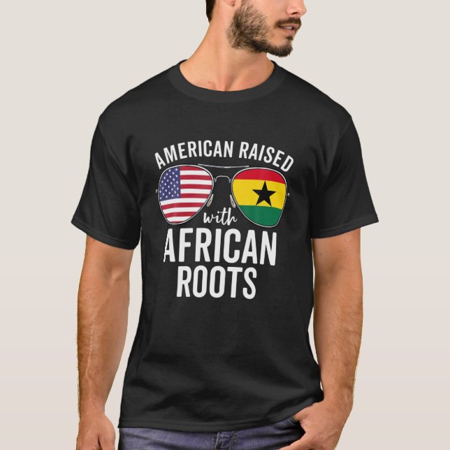 Camiseta Americano Levantado com Raízes Africanas EUA Áfric (Frente)