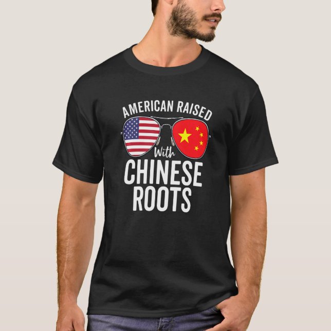 Camiseta Americano Levantado com Raízes Chinesas Norte-Amer (Frente)