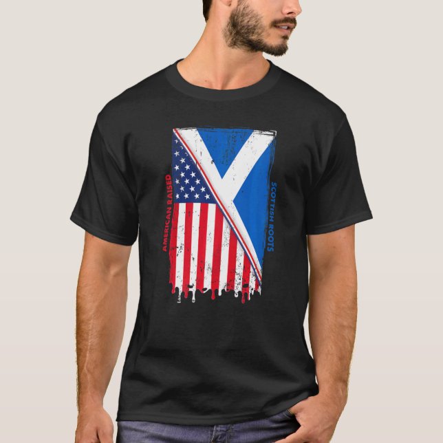 Camiseta Americano Levantado Com Raízes Escocesas Com Escóc (Frente)