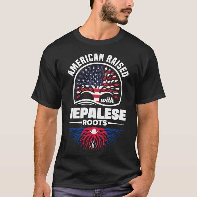 Camiseta Americano Levantado com Raízes Nepalesas no Nepal (Frente)