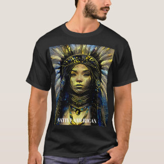 Camiseta Americano Nativo - Dourada pena=
