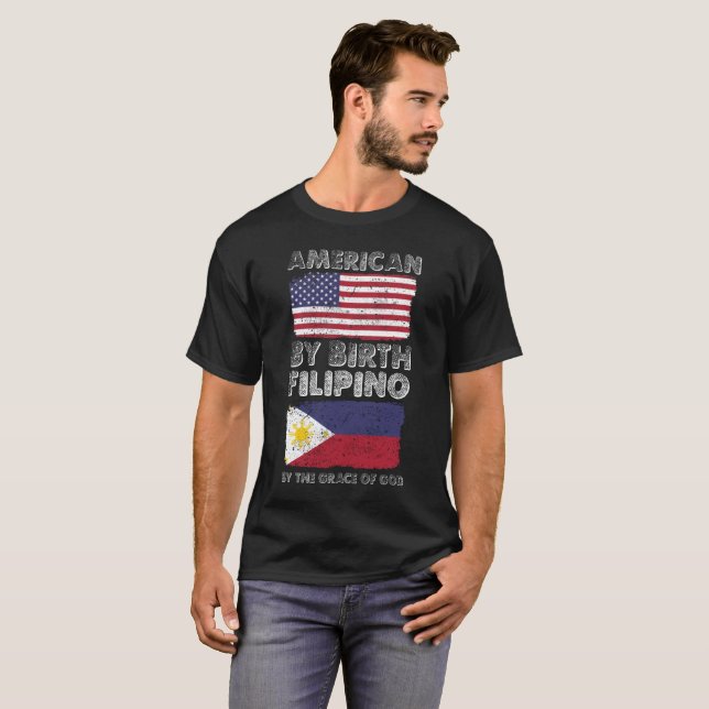 Camiseta Americano pelo filipino do nascimento pela graça (Frente Completa)