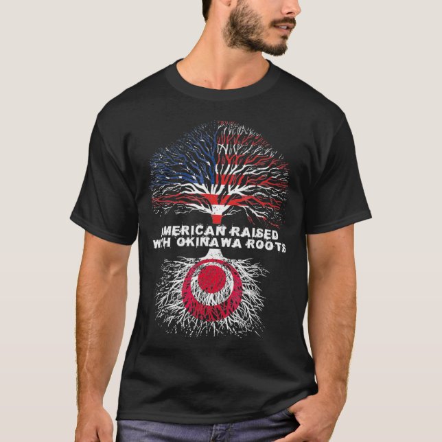 Camiseta Americano Raízes em Okinawa no Japão (Frente)