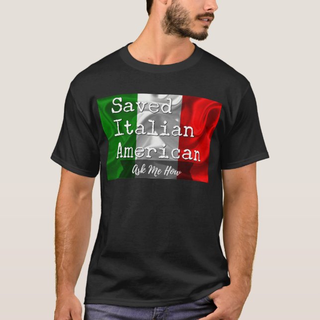Camiseta Americano salvar, italiano em preto & branco (Frente)