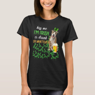 Camiseta Americano Staffy Me Beija Sou Irlandês Ou Bebado O
