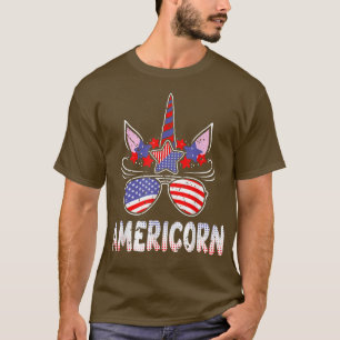 Camiseta Americano Unicórnio 4 de julho Meninas Crianças Am