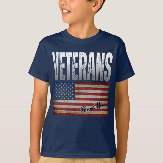 CAMISETA AMERICANOS FLAG VETERANS, OBRIGADO A 4 DE JULHO T- (Frente)