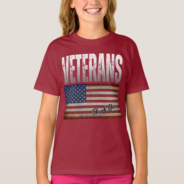 CAMISETA AMERICANOS FLAG VETERANS, OBRIGADO A 4 DE JULHO T- (Frente)