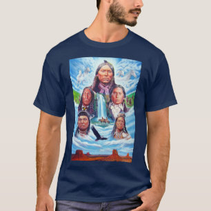 Camiseta Americanos nativos Chefes Indianos Marinho Azul