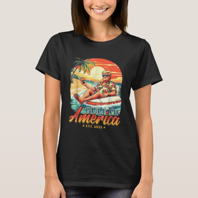 Camiseta Américas Golfo Trump 2024 Retro Beach Usa America  (Frente)