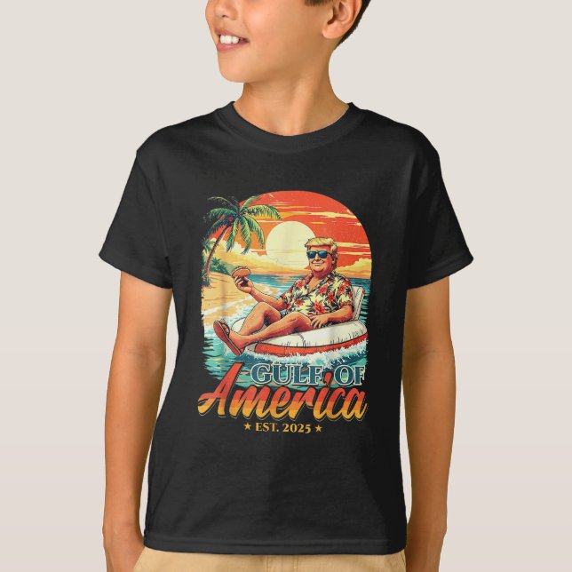 Camiseta Américas Golfo Trump 2024 Retro Beach Usa America  (Frente)