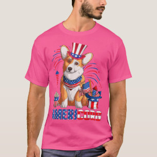 Camiseta Americorg Funny Corgi Patriótico Bandeira American