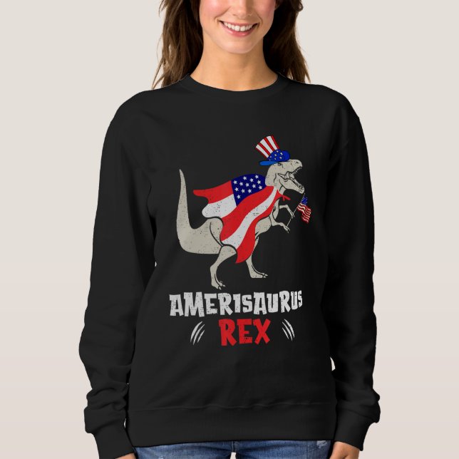 Camiseta Amerisaurus Rex American Flag 4th of July T Rex Di (Frente)