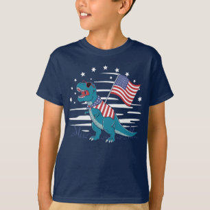 Camiseta Amerisaurus Rex Bandeira dos EUA Patriótico Amante
