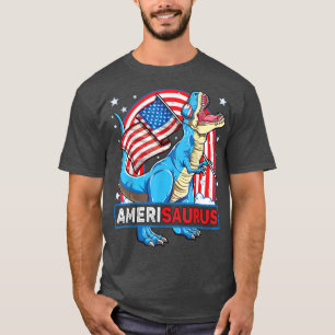 Camiseta Amerisaurus T rex Meninos Meninas Patriótico Dinos