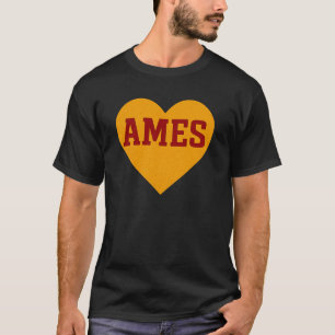 Camiseta Ames Iowa Heart Design Cidade do Dourado e do Re