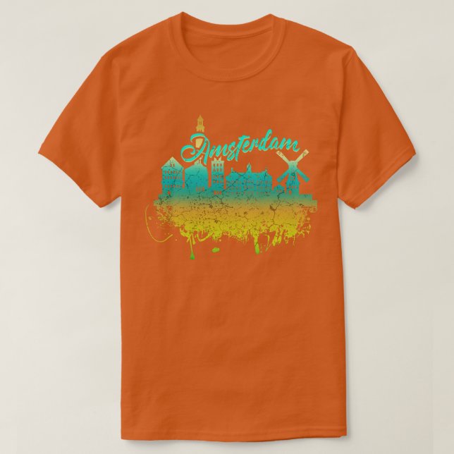 Camiseta Amesterdã Holanda Cidade Skyline 1 (Frente do Design)