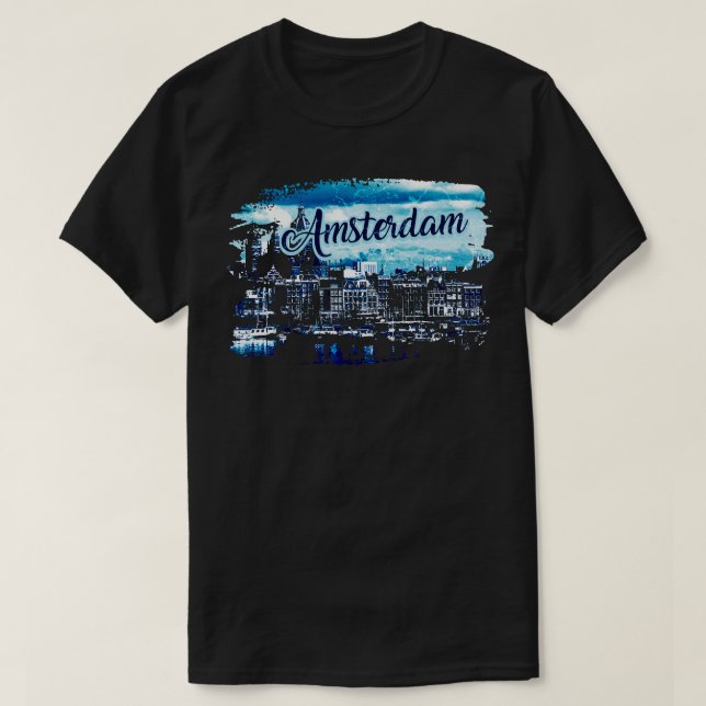 Camiseta Amesterdã Holanda Cityscape 1 (Frente do Design)