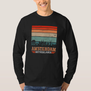 Camiseta Amesterdã Países Baixos Retro Vintage Sunset Skyli