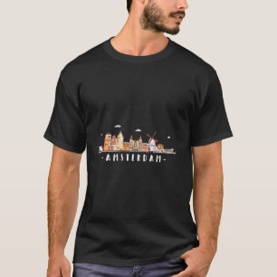 Camiseta Amesterdã Skyline Países Baixos Holanda