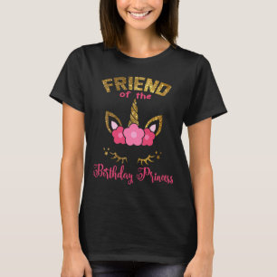Camiseta Amiga Da Princesa Floral Unicorn De Aniversário