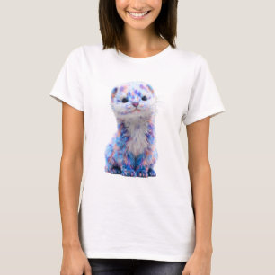 Camiseta Amiga Peluda Furão Pastel Arco-íris Mulheres