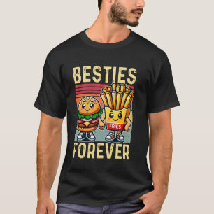Camiseta Amigas Para Sempre Diversão Kawaii Hambúrguer E Ba