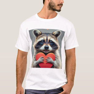 Camiseta Amigável Raccoon com Coração