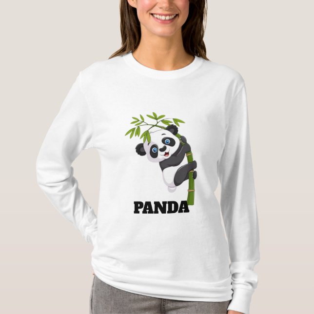 Camiseta Amigo Bambu Pendurado com Meu Panda Lanchinho Esco (Frente)
