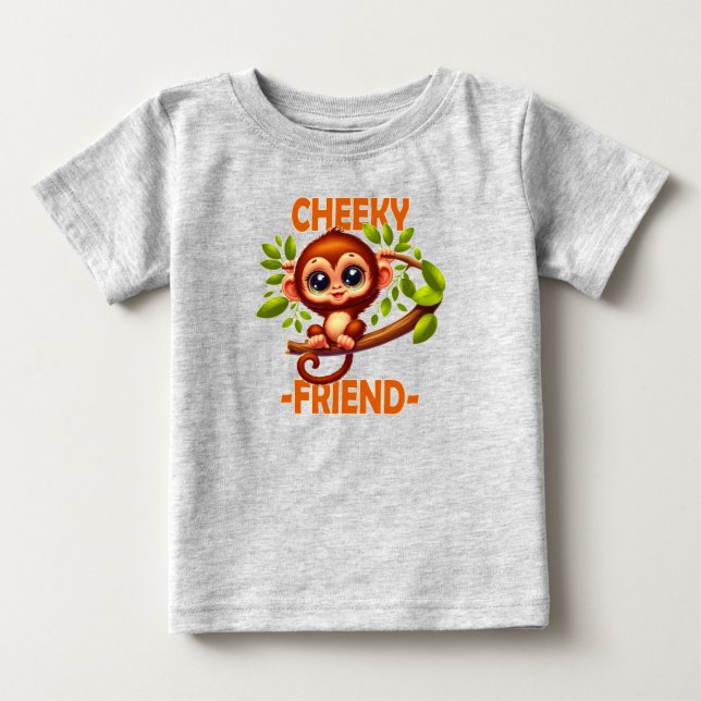 Camiseta Amigo Cheeky trocadilho Macaco-Bebê Bonito em um d (Frente)