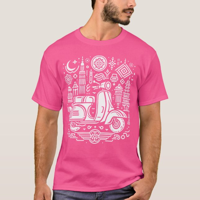 Camiseta Amigo da cidade noturna de scooter (Frente)