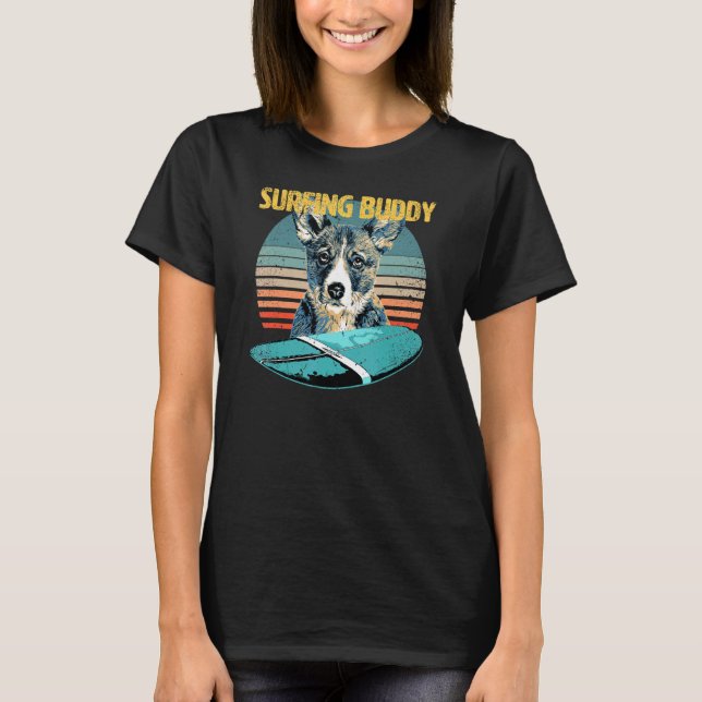 Camiseta Amigo de Surf & Corgi Doce ama surfar (Frente)