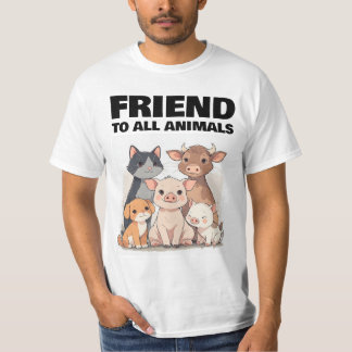 CAMISETA AMIGO DE TODOS OS ANIMAIS GATO PORCO CÃO 