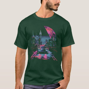 Camiseta Amigo do Synthwave da Cidade de Carro Retro Vaporw