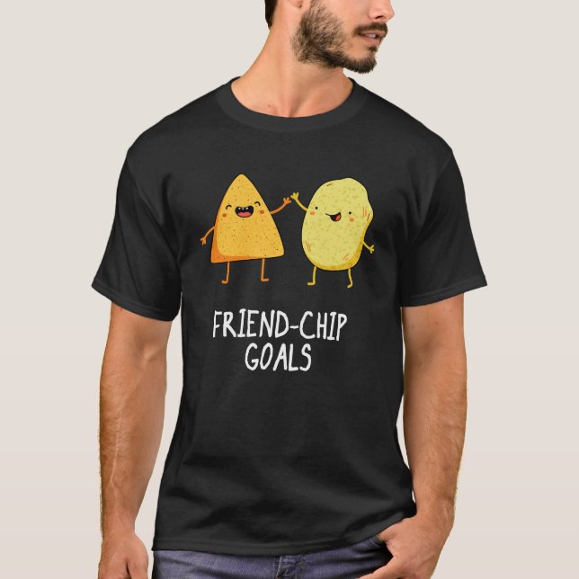 Camiseta Amigo Mete Chip Engraçado Chip Pun Dark BG (Frente)