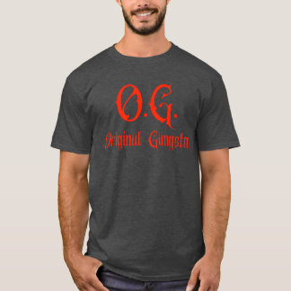 Camiseta Amigo OG Original Gangster em letras vermelhas esc