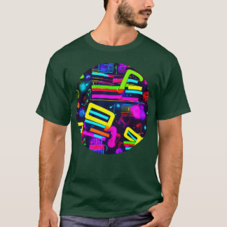 Camiseta amigo vintage de festa neon dos anos 80