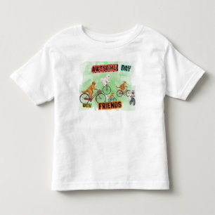 Camiseta Amigos Animais Fofos de Bicicleta