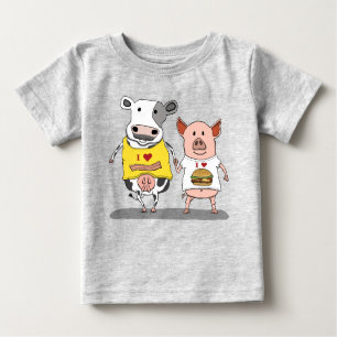 Camiseta Amigos bonitos e engraçados da vaca e do porco