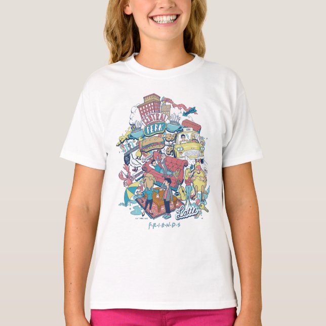 Camiseta AMIGOS™ | Colagem de Cartoons (Frente)