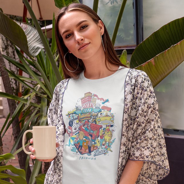 Camiseta AMIGOS™ | Colagem de Cartoons (Person wearing t-shirt)