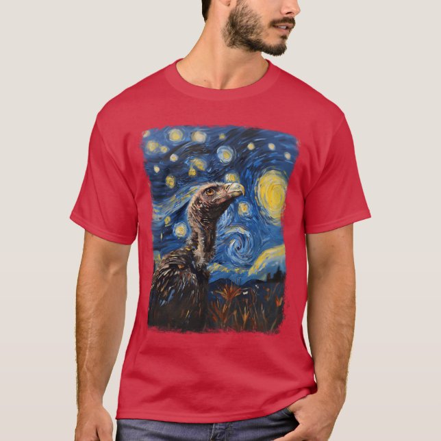 Camiseta Amigos da Pintura Noturna do Abutre Bird Starry (Frente)