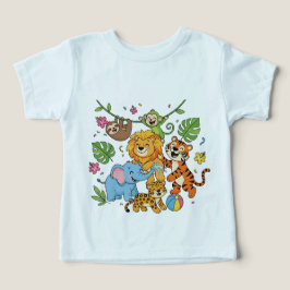 Camiseta Amigos da Selva Hora de Diversão – Crianças Alegre