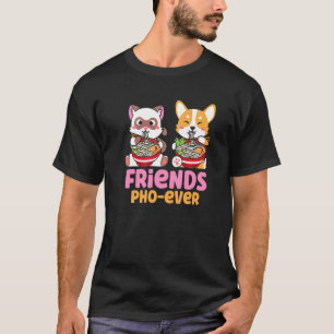 Camiseta Amigos da Sopa Pho Para Sempre Gatos Comendo Pho