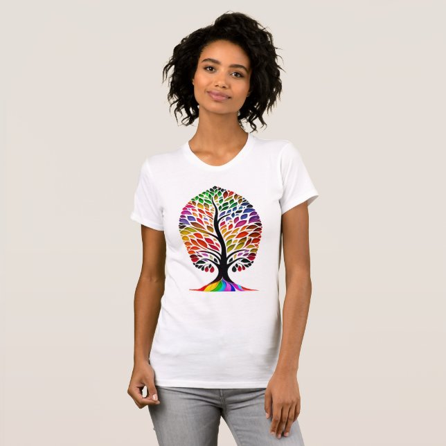 Camiseta amigos de árvores felizes dna mulheres dia a dia (Frente Completa)